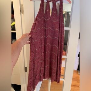 Love Fire Lace cocktail homecoming dress XL burgundy/blush